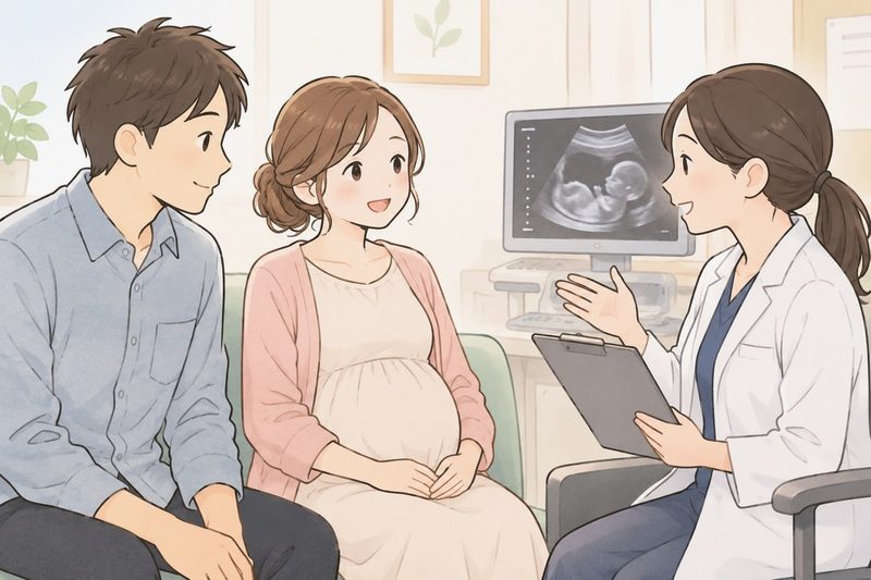 妊娠後期に産院で説明を受ける_イラスト