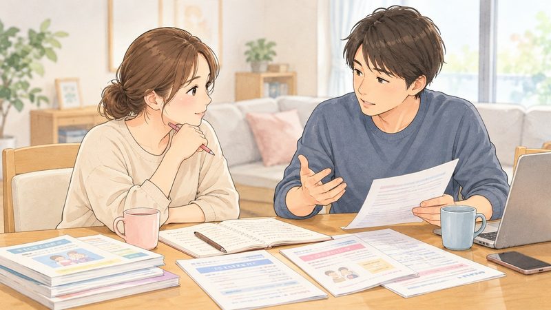 自宅での看護体制を夫婦で相談_イラスト