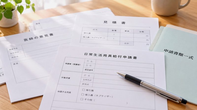 申請書類とペンのイメージ