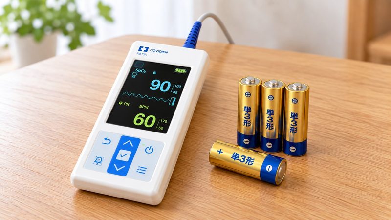 ポータブルSpO2モニタと単3形電池_イメージ